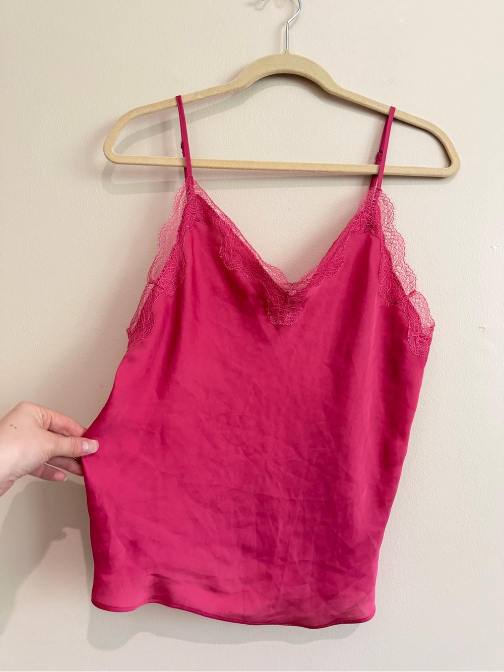Victoria’s Secret Pink Lace-Trim Satin Cami Top Size Large - Picture 2 of 9